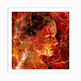 Fire - Portrait Of A Woman Art Print