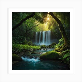 Waterfall In The Jungle Art Print