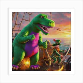 Pirates And Dinosaurs 1 Art Print