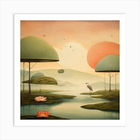 Heron At The Lake Art Print