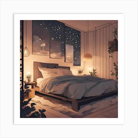 Bedroom With Plants Art Print