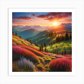 Sunset In The Mountains Art Print