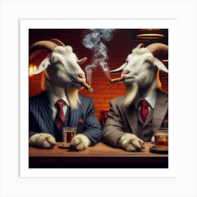 Goats In A Bar Art Print