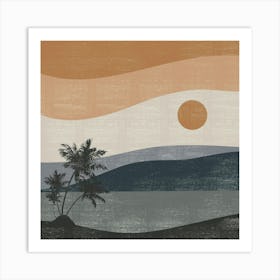 Sunset With Palm Trees 1 Art Print