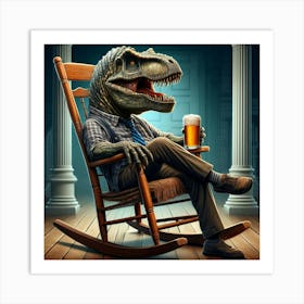 Dinosaur Rocking Chair Art Print