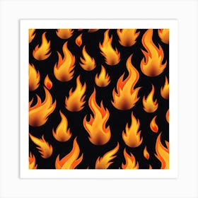 Flames On Black Background 16 Art Print