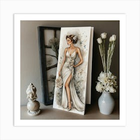 Bride In White Dress Elegance Art Print