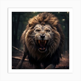 Lion In The Forest 4 Art Print