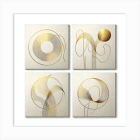 Gold Abstract Set Of 4 Art Print