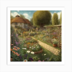 Gustav Klimt Style Farm Garden 18 Art Print