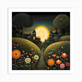 Moonlight In The Garden Art Print