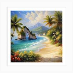 Beach With Palm Trees 9 Art Print