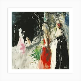 Three Women In Evening Dresses Art Print