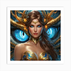 Woman With Blue Eyes dy Art Print