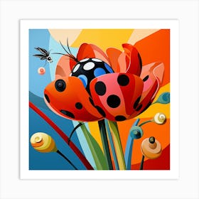 Ladybug On A Flower 1 Art Print