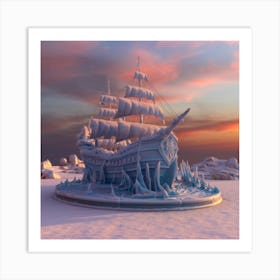 Beautiful ice sculpture in the shape of a sailing ship 21 Art Print