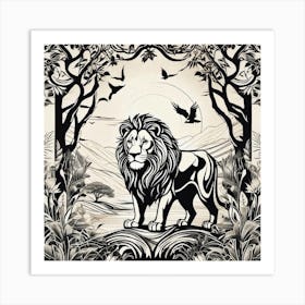 Lion In The Forest 20 Art Print