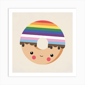 Rainbow Donut Square Art Print