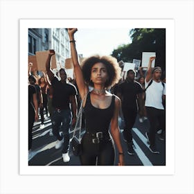 Black Woman Holding Protest Signs Art Print