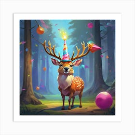 Birthday Deer 3 Art Print