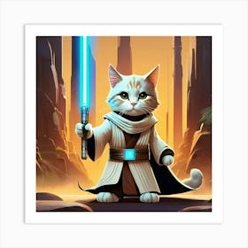 cute jedi star wars cat  Art Print