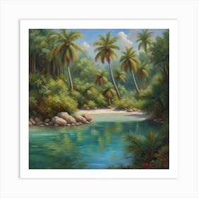 Palm Trees By The Water Art Print