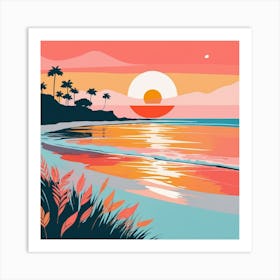 Sunset At The Beach 12 Art Print