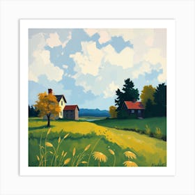 Farm In The Countryside Art Print