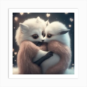 Two Foxes Hugging Art Print