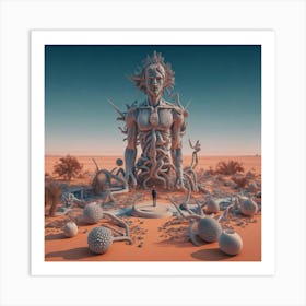 Man Sitting In The Desert Art Print