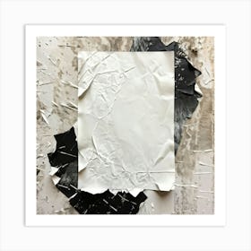 Crumpled Vintage Textured Paper In Retro Style Closeup Of An Empty Sheet With Rough Abstract Black Art Print