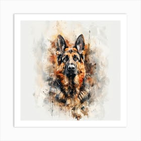 Beautiful Watercolour Of A German Shepherd Art Print