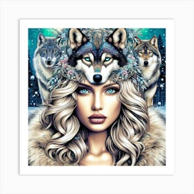 Girl And Wolf Art Print