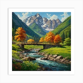 Bridge In The Mountains 2 Art Print