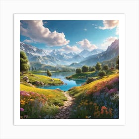Peaceful Landscapes Ultra Hd Realistic Vivid Colors Highly Detailed Uhd Drawing Pen And Ink P (41) Art Print