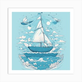 Sailboat In The Sea 2 Art Print