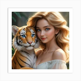 Tiger And Girl 1 Art Print