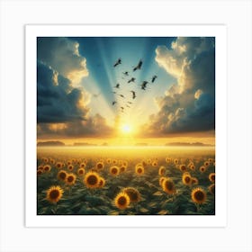 Sunflowers In The Sky Art Print