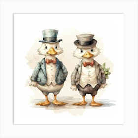 Ducks In Hats 1 Art Print