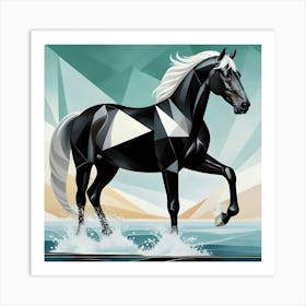 Black And White Horse Art Print