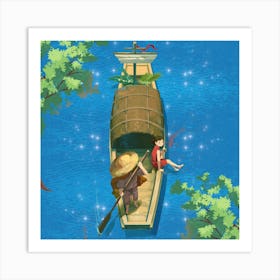 Blue Illustration Anime Canvas Print Art Print