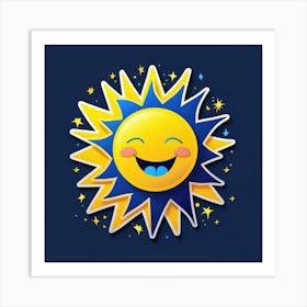 Lovely smiling sun on a blue gradient background 114 Art Print