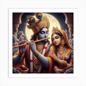 Krishna plays flute for Radha for the last time 1 Art Print