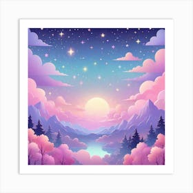 Sky With Twinkling Stars In Pastel Colors Square Composition 272 Art Print