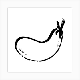 Eggplant. Ink texture doodle. Black and white illustration, Bauhaus Art Print