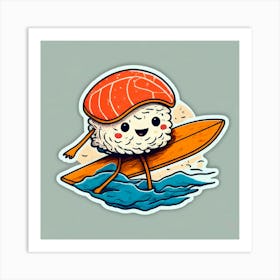 Sushi Surfboard Sticker Art Print