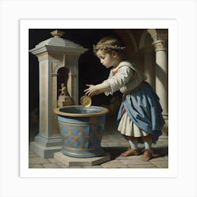 Boy and Wishing Well Art Print