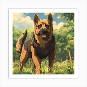 Giant Angry German Shepherd Dog Art Print