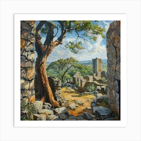 Tree In Ruins Art Print