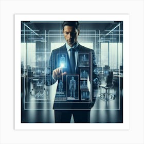 Businessman In Futuristic Office Art Print